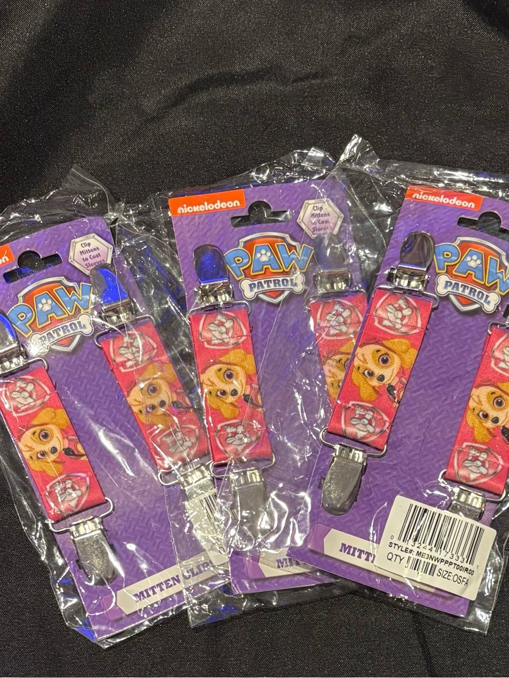 Nickelodeon PAW Patrol Pink Character Mitten Clips (3-Pack) - NEW